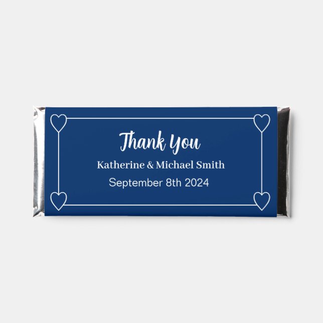 Simple and Romantic Navy Blue Wedding Thank You Hershey Bar Favors (Front)