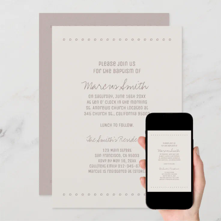 Simple And Rustic Baptism Invitation Zazzle