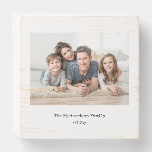 Simple and Rustic Family Photo and Vintage Text Wooden Box Sign