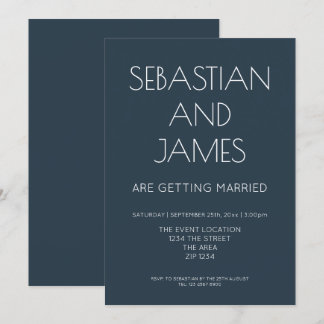 Simple And Stylish Dark Blue With White Type Invitation