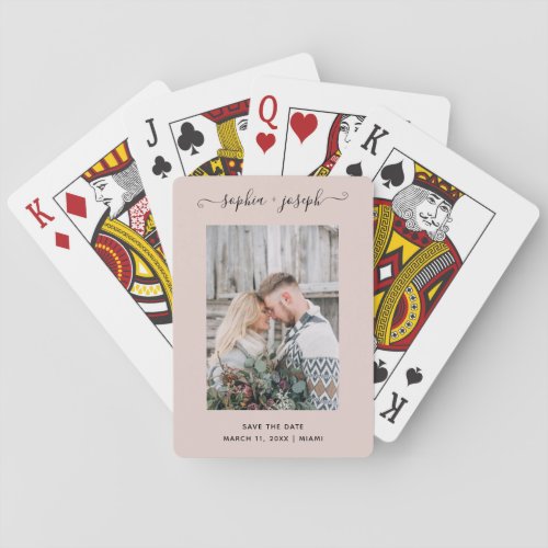Simple and Stylish  Photo Minimal Save the Date Poker Cards