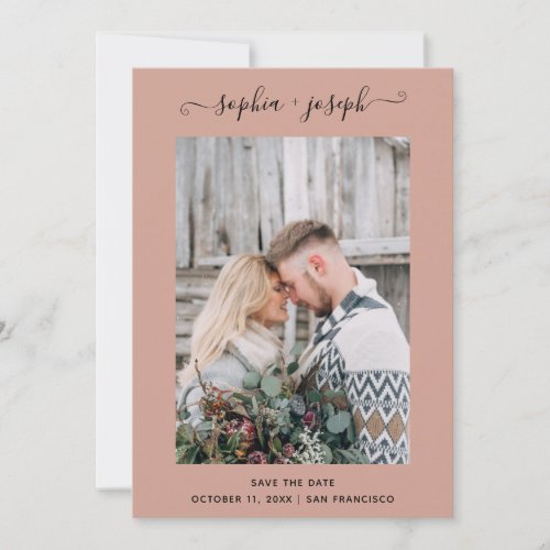 Simple and Stylish  Photo Minimal Terracotta Save The Date