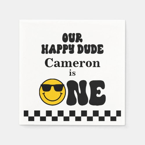 Simple and sweet happy dude 1st birthday napkins