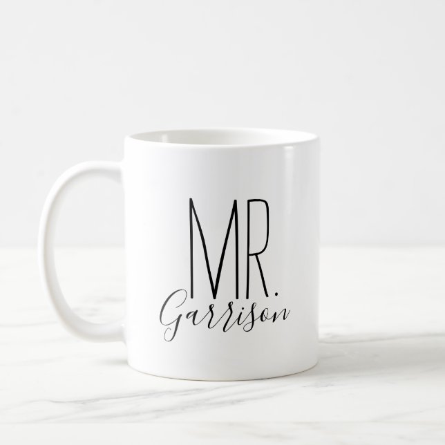 Simple and Sweet Personalized Mr. Monogram Coffee Mug (Left)