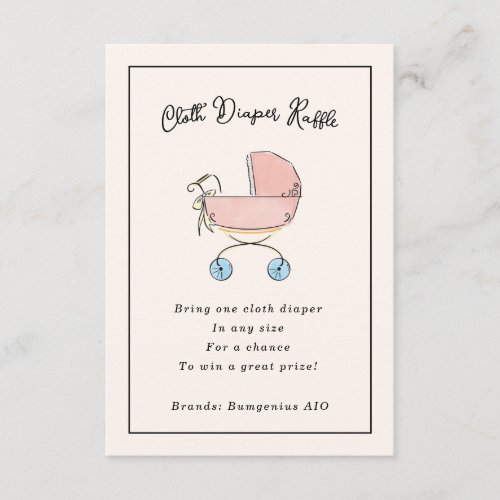 Simple and Sweet Pink and Blue Pram Diaper Raffle Enclosure Card