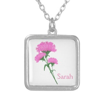 Simple And Sweet Trio Of Pink Carnations Silver Plated Necklace by randysgrandma at Zazzle
