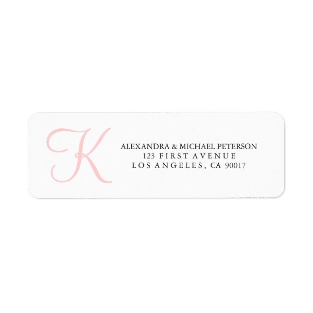 Simple and Trendy Pink Monogram Label (Front)