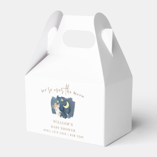 Simple Angel Moon Star Baby Shower  Favor Boxes (Front Side)
