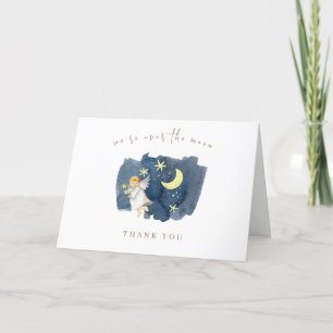 Simple Angel Moon Star Baby Shower  Letterpress Thank You Card