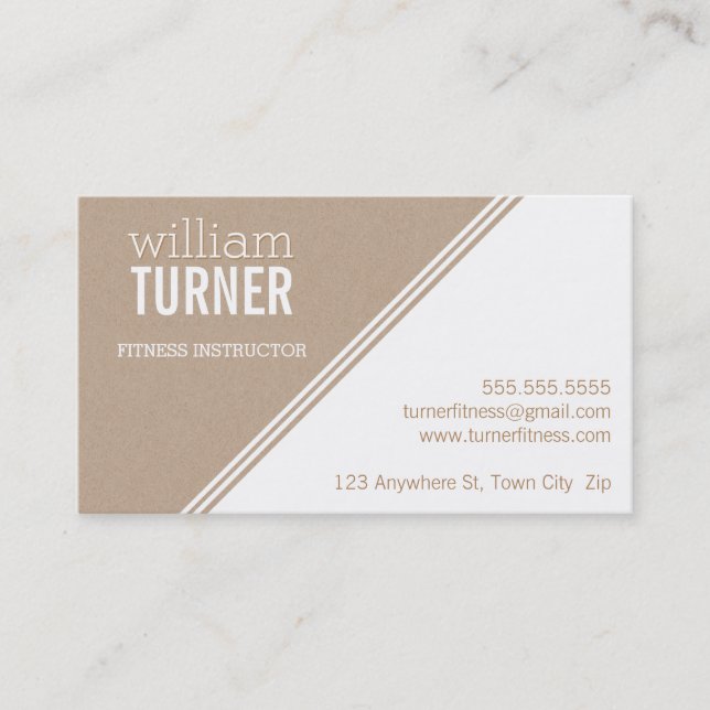 SIMPLE ANGLE modern text minimal trendy eco kraft Business Card (Front)