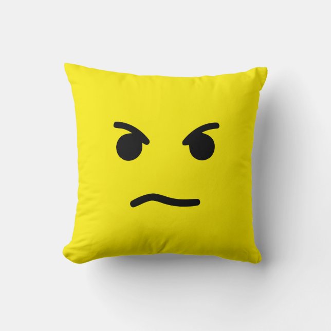 Simple Angry Yellow Face Throw Pillow (Front)