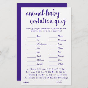 Simple Animal Baby Royal Purple Gestational Game