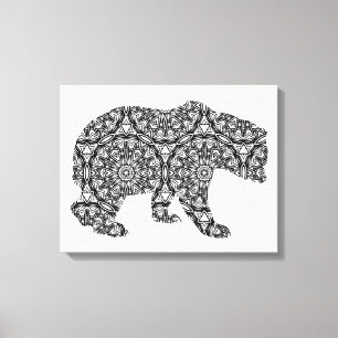 Simple Animal Bear Geometric Coloring Art Canvas Print