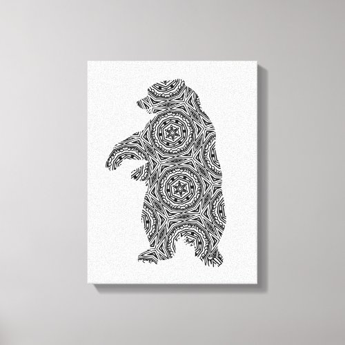 Simple Animal Bear Geometric Coloring Art Canvas Print