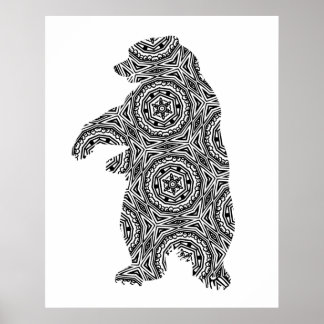 Simple Animal Bear Geometric Coloring Art Poster