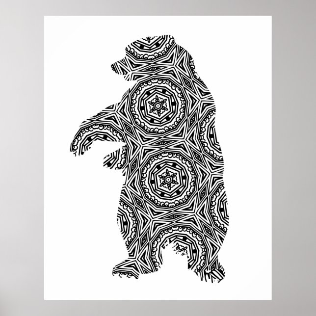 Simple Animal Bear Geometric Coloring Art Poster (Front)
