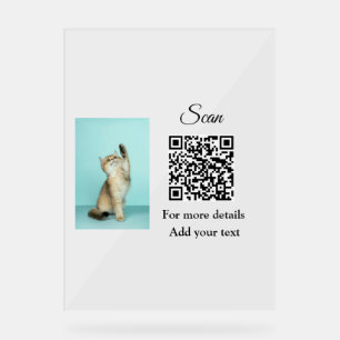 Simple animal name details QR code add text photo Acrylic Sign