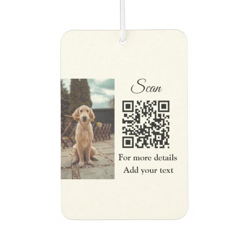 Simple animal name details QR code add text photo  Air Freshener
