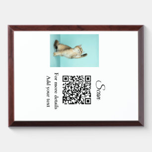 Simple animal name details QR code add text photo Award Plaque