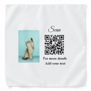 Simple animal name details QR code add text photo Bandana