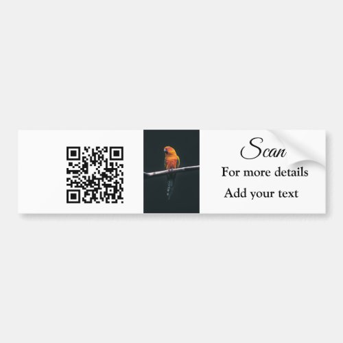 Simple animal name details QR code add text photo Bumper Sticker