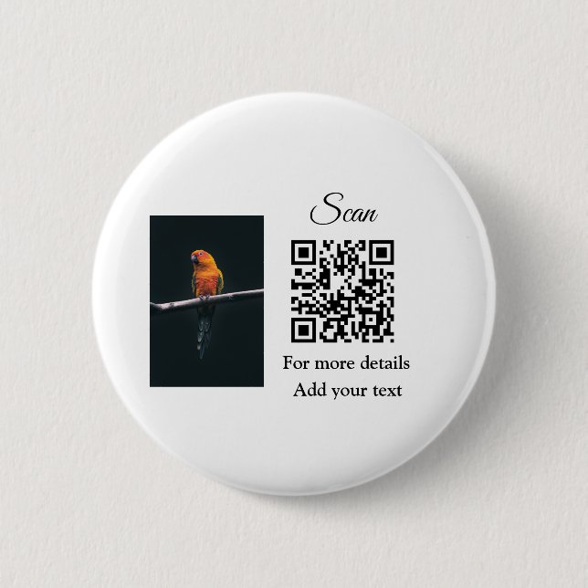 Simple animal name details QR code add text photo  Button (Front)