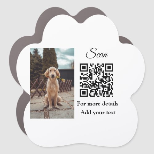 Simple animal name details QR code add text photo  Car Magnet
