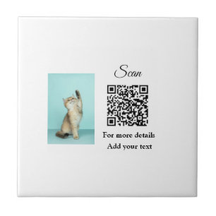 Simple animal name details QR code add text photo Ceramic Tile