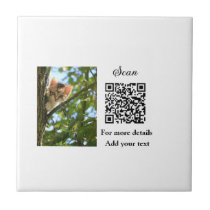 Simple animal name details QR code add text photo Ceramic Tile