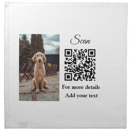 Simple animal name details QR code add text photo  Cloth Napkin