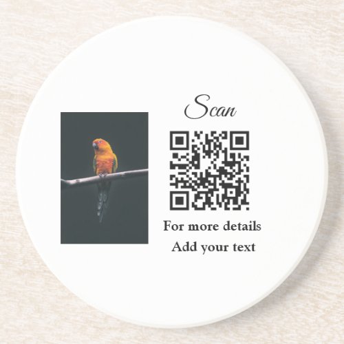 Simple animal name details QR code add text photo  Coaster