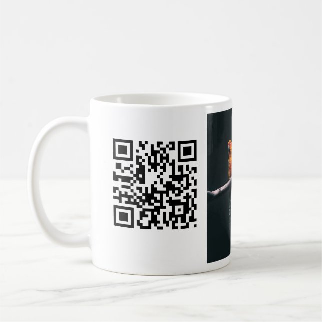 Simple animal name details QR code add text photo  Coffee Mug (Left)
