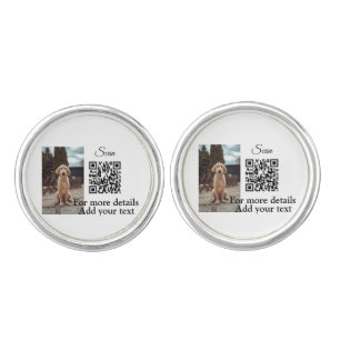 Simple animal name details QR code add text photo Cufflinks