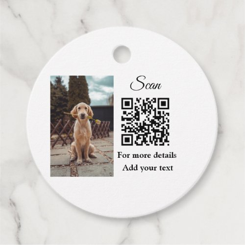 Simple animal name details QR code add text photo  Favor Tags