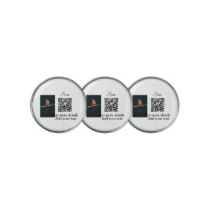 Simple animal name details QR code add text photo Golf Ball Marker