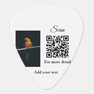 Simple animal name details QR code add text photo Guitar Pick