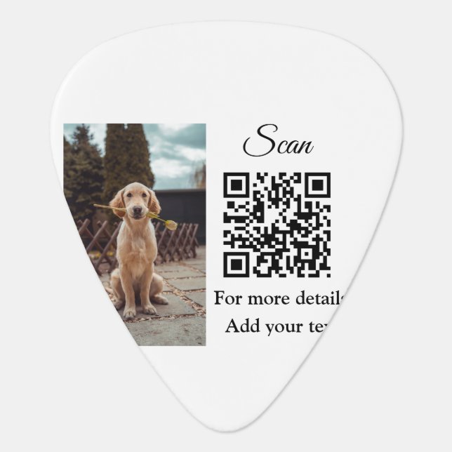 Simple animal name details QR code add text photo  Guitar Pick (Front)