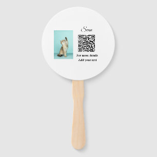 Simple animal name details QR code add text photo Hand Fan