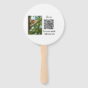 Simple animal name details QR code add text photo Hand Fan