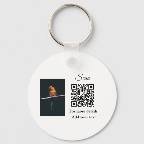 Simple animal name details QR code add text photo  Keychain