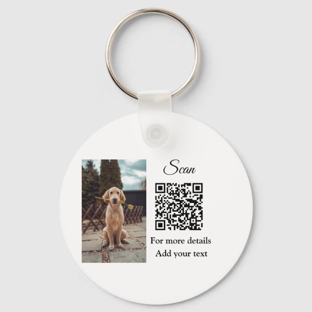 Simple animal name details QR code add text photo Keychain (Front)