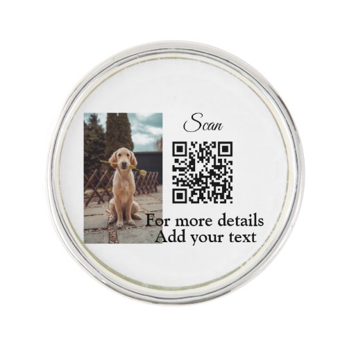 Simple animal name details QR code add text photo  Lapel Pin