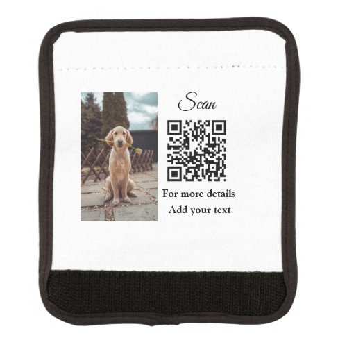 Simple animal name details QR code add text photo  Luggage Handle Wrap