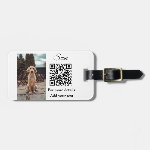 Simple animal name details QR code add text photo  Luggage Tag