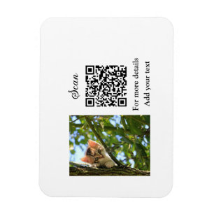 Simple animal name details QR code add text photo Magnet