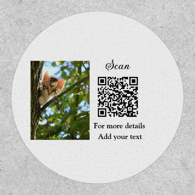 Simple animal name details QR code add text photo  Patch (Front)