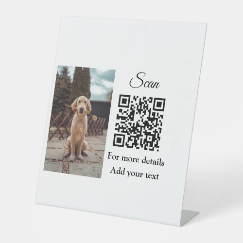 Simple animal name details QR code add text photo  Pedestal Sign