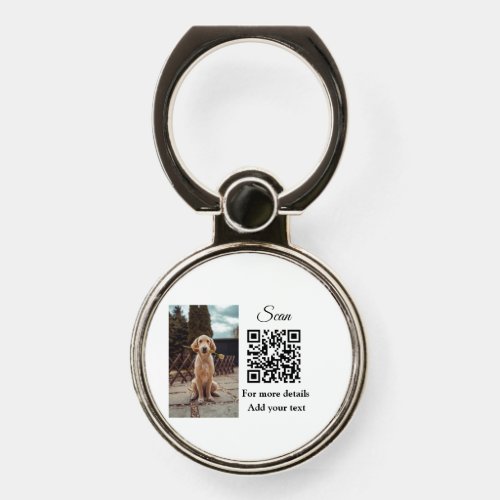 Simple animal name details QR code add text photo  Phone Ring Stand
