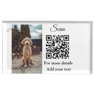 Simple animal name details QR code add text photo  Place Card Holder