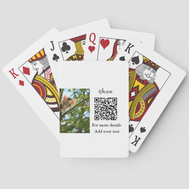 Simple animal name details QR code add text photo  Poker Cards (Back)